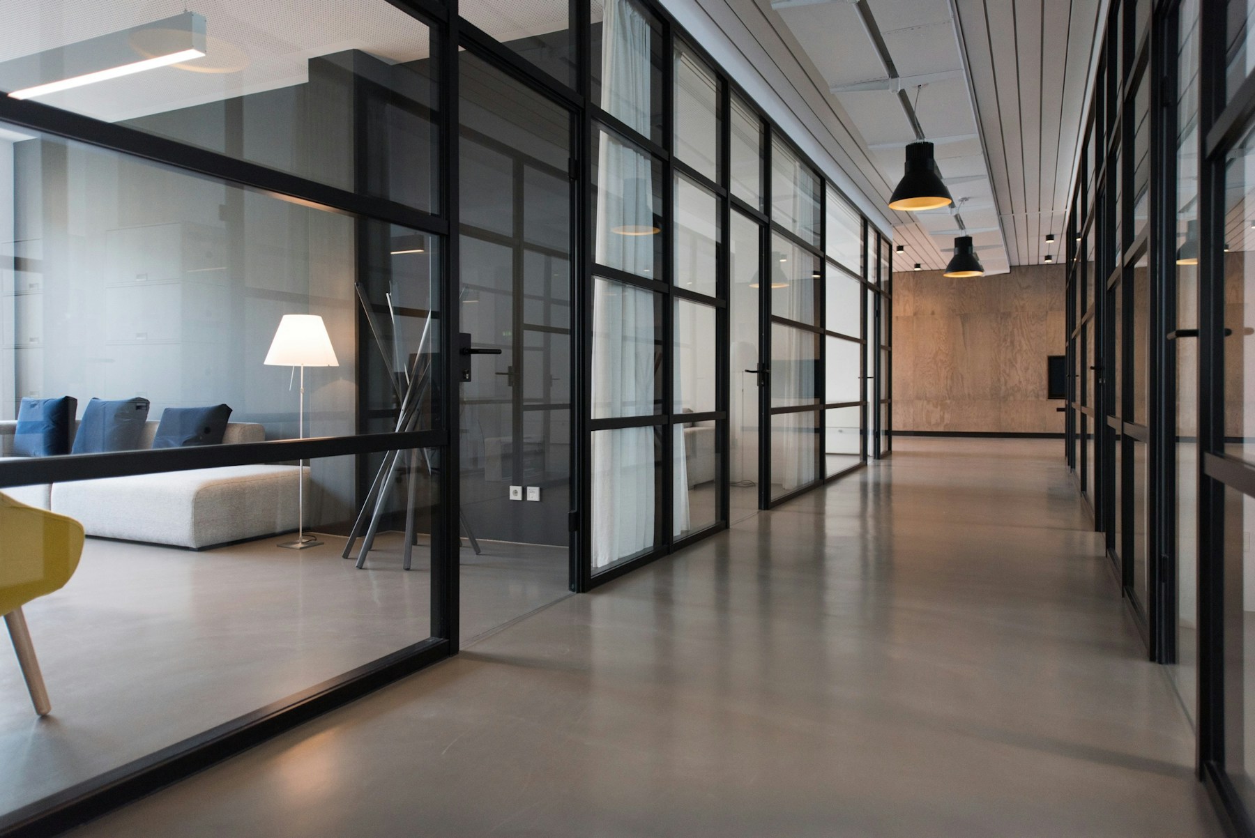 Bright, welcoming business workspace with meeting areas and natural light